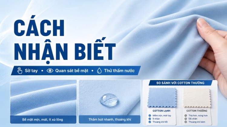 Cách nhận biết vải cotton lạnh qua bề mặt và độ thấm nước