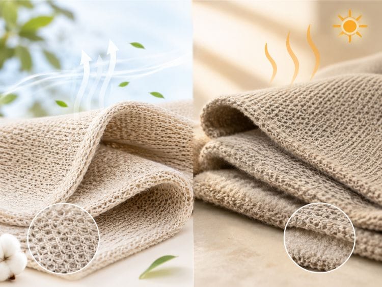 Độ nóng của vải chân cua phụ thuộc vào thành phần sợi và độ dày