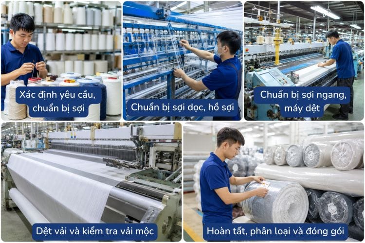 Quy trình sản xuất vải dệt thoi