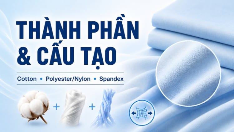 Thành phần cotton lạnh gồm cotton polyester nylon và spandex