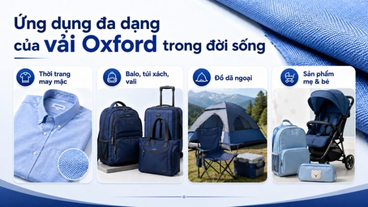 Ứng dụng của vải Oxford trong may mặc, balo, vali, đồ dã ngoại và sản phẩm mẹ bé